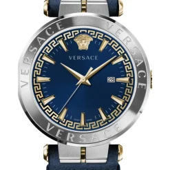 Versace AION Leren Band Blauw Wijzerplaat Horloge-Heren Horloges