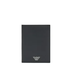 Emporio Armani ASV Regenerated Saffiano Paspoorthouder met Eagle Plate-Heren Portefeuilles