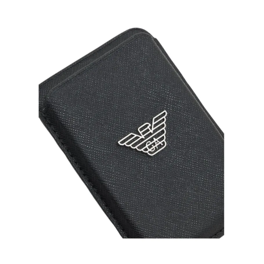 Emporio Armani ASV Regenerated Saffiano Magnetic Card Holder-Heren Portefeuilles