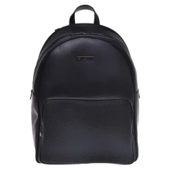 Baldinini Backpack in black speckled leather-Heren Rugzakken|Tassen