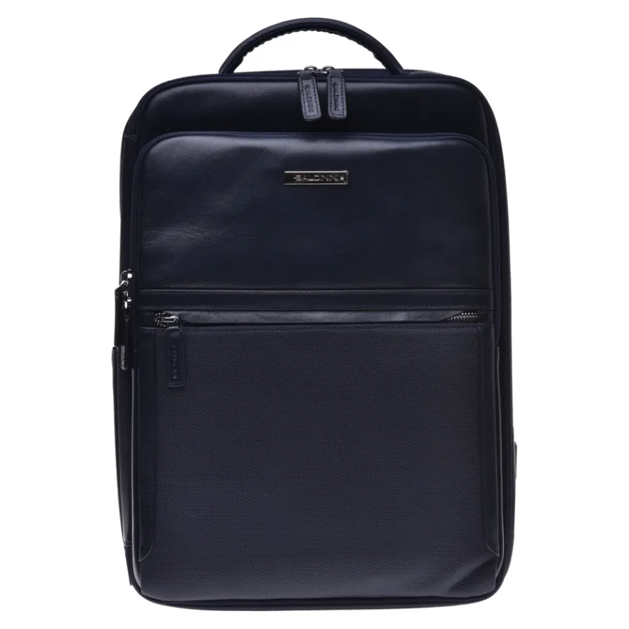 Baldinini Backpack in blue leather and nylon-Heren Rugzakken