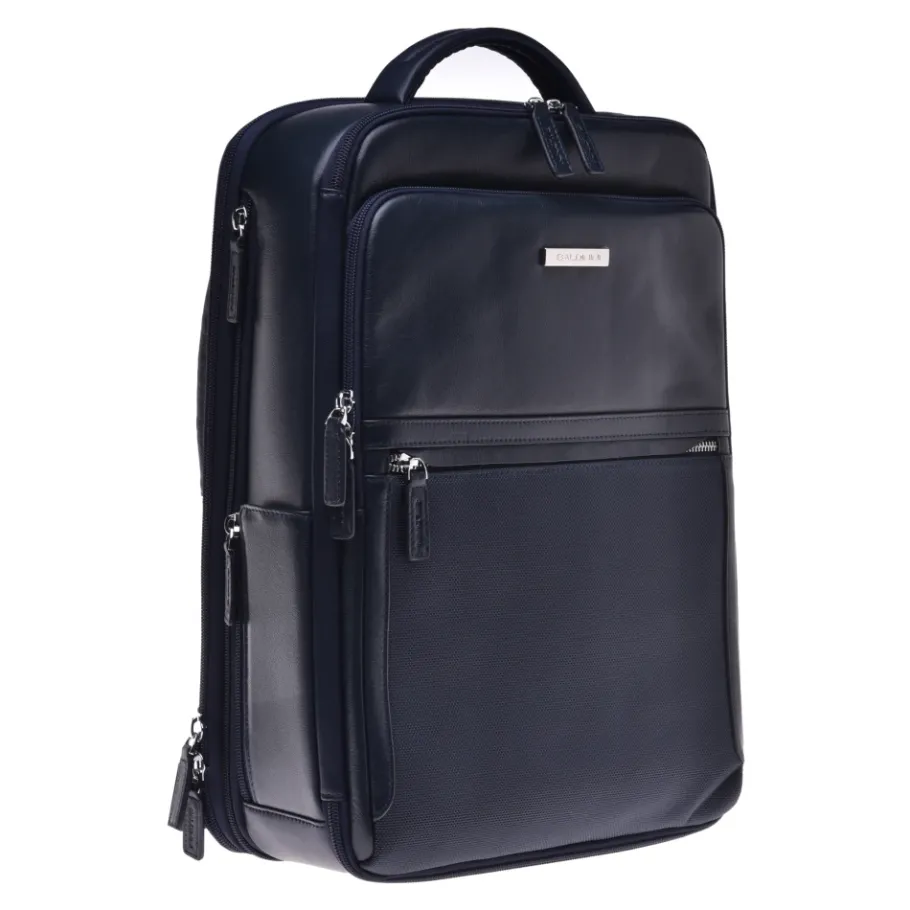 Baldinini Backpack in blue leather and nylon-Heren Rugzakken