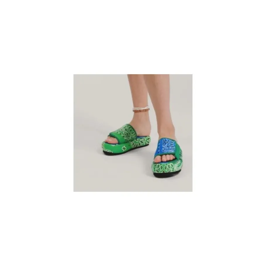 Arizona Love Bandana Plateau Sandalen - Groen/Blauw-Heren Slippers