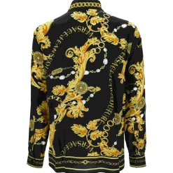 Versace Jeans Couture Barok Patroon Lange Mouw Shirt Zwart-Heren Overhemden