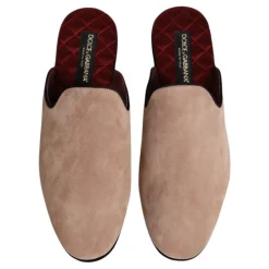 Dolce & Gabbana Suède Leren Slides Platte Schoenen-Heren Pantoffels