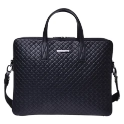Baldinini Black woven leather work bag-Heren Tassen