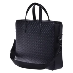 Baldinini Black woven leather work bag-Heren Tassen