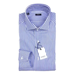 Barba Napoli en wit gestreept overhemd - Culto model-Heren Overhemden