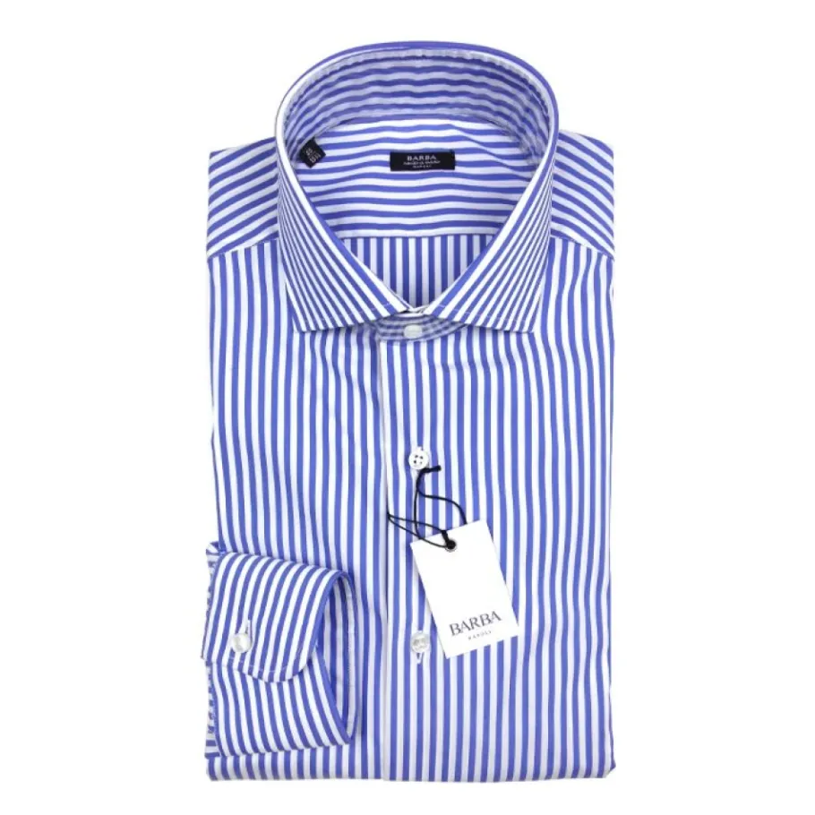 Barba Napoli en wit gestreept overhemd - Culto model-Heren Overhemden