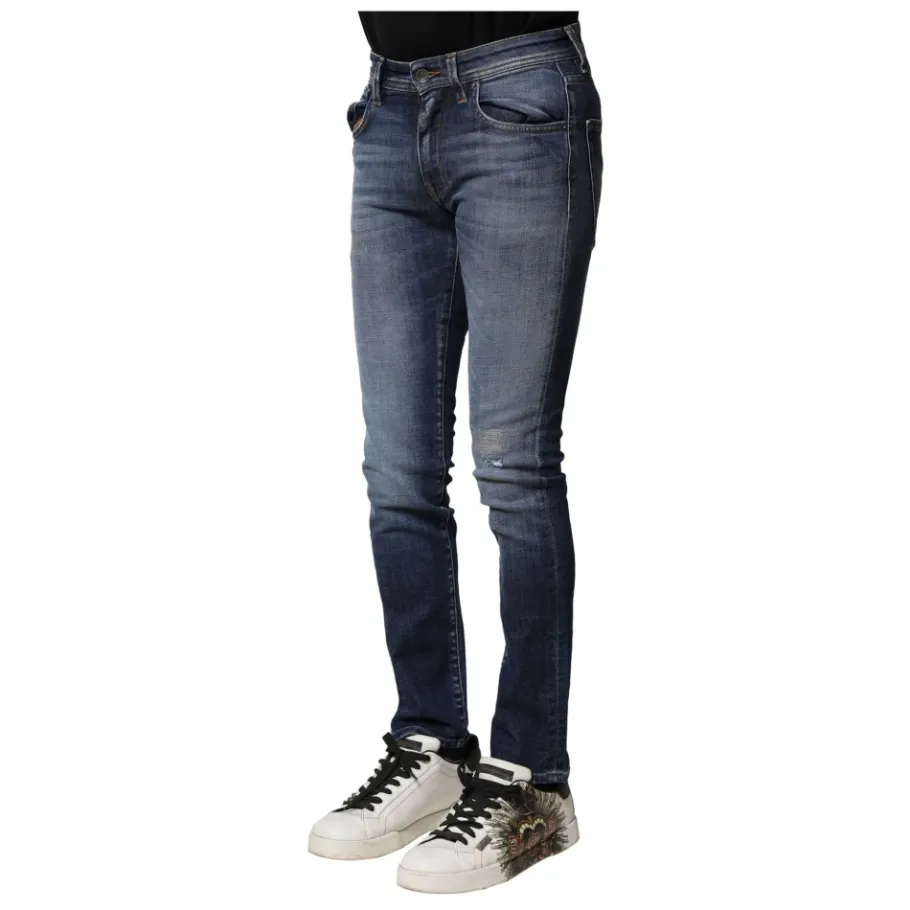 Dolce & Gabbana Gewassen Slim Fit Denim Jeans-Heren Jeans