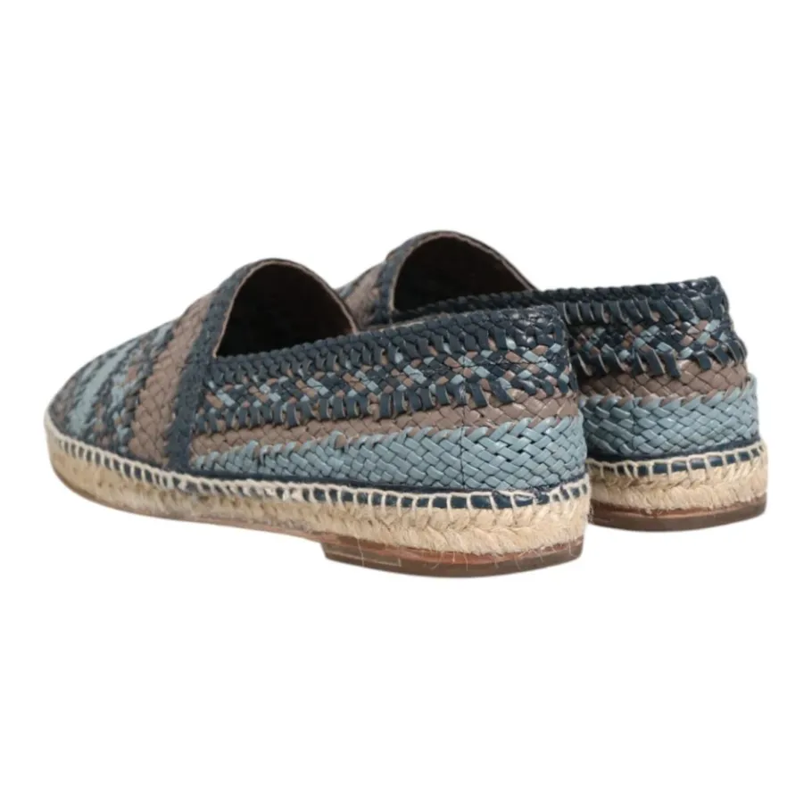 Dolce & Gabbana Grijs Geweven Leren Espadrilles-Heren Espadrilles