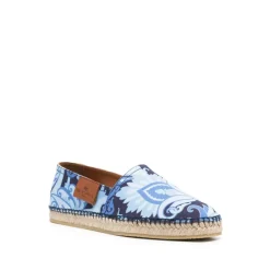 Etro Blauwe Canvas Bedrukte Espadrilles-Heren Espadrilles