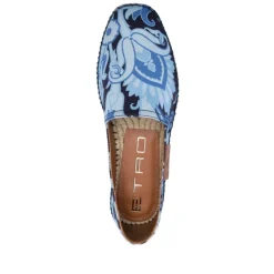 Etro Blauwe Canvas Bedrukte Espadrilles-Heren Espadrilles