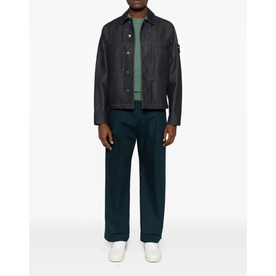Stone Island e Denimjas met knoopsluiting-Heren Jassen
