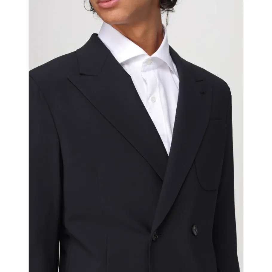 Emporio Armani e Double-Breasted Wool Stretch Jurk-Heren Kostuums