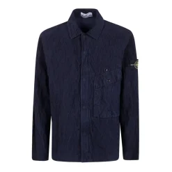 Stone Island e Gerimpelde Corduroy Overhemd met Ritszak-Heren Overhemden