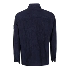 Stone Island e Gerimpelde Corduroy Overhemd met Ritszak-Heren Overhemden