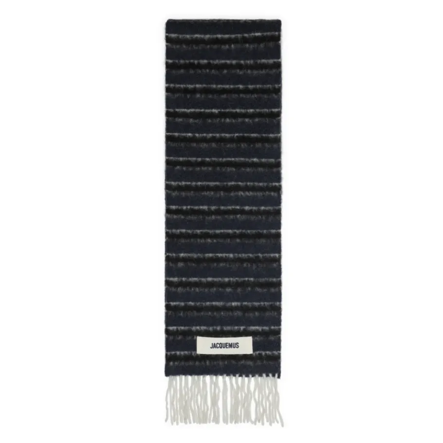 Jacquemus Blauwe Gestreepte Alpaca Wol Sjaal-Heren Sjaals