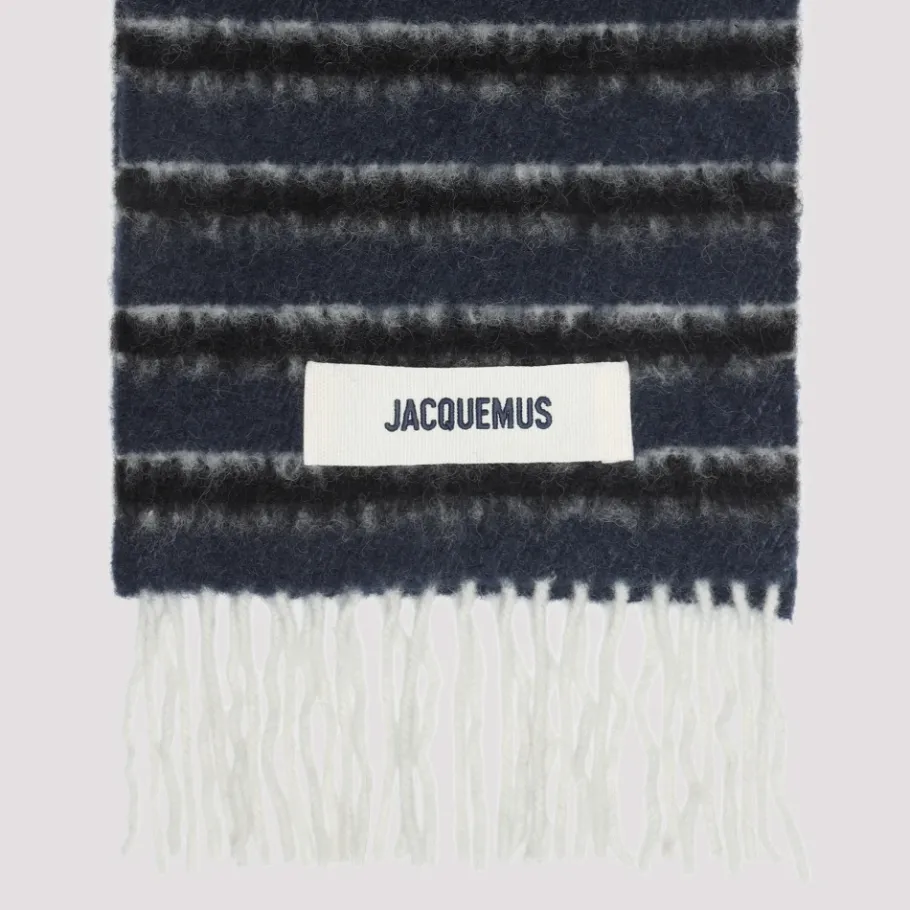 Jacquemus Blauwe Gestreepte Alpaca Wol Sjaal-Heren Sjaals