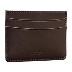 A.P.C. Blauwe Leren Kaarthouder met Logo-Heren Portefeuilles