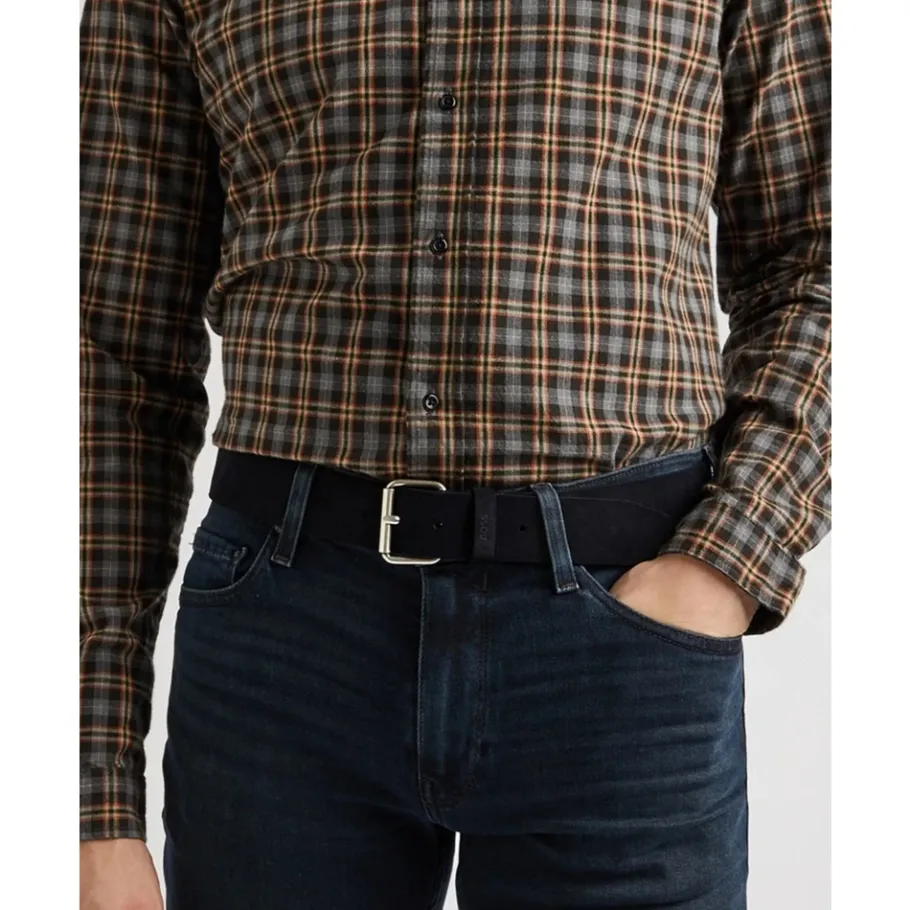 Hugo e leren riem met logo-Heren Riemen