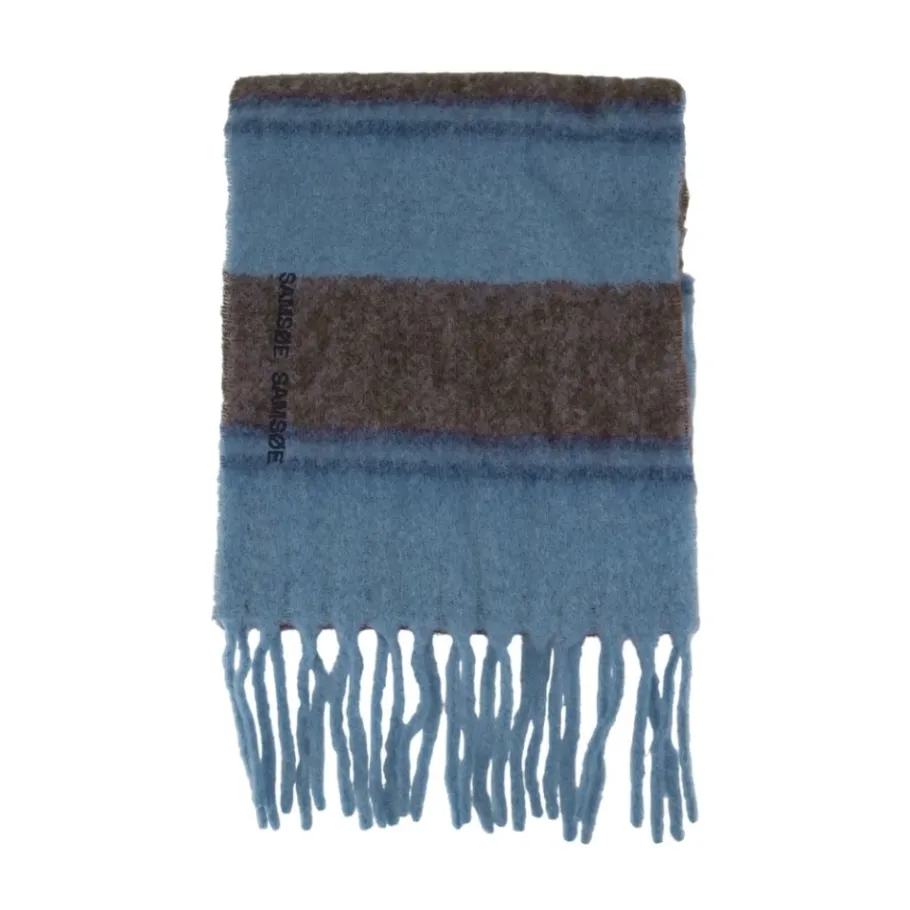 Samsøe Samsøe Blauwe Wol Mohair Sjaal-Heren Sjaals