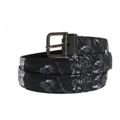Dolce & Gabbana Bloemen Canvas Riem met Gouden Gesp-Heren Riemen