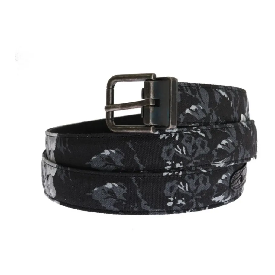 Dolce & Gabbana Bloemen Canvas Riem met Gouden Gesp-Heren Riemen