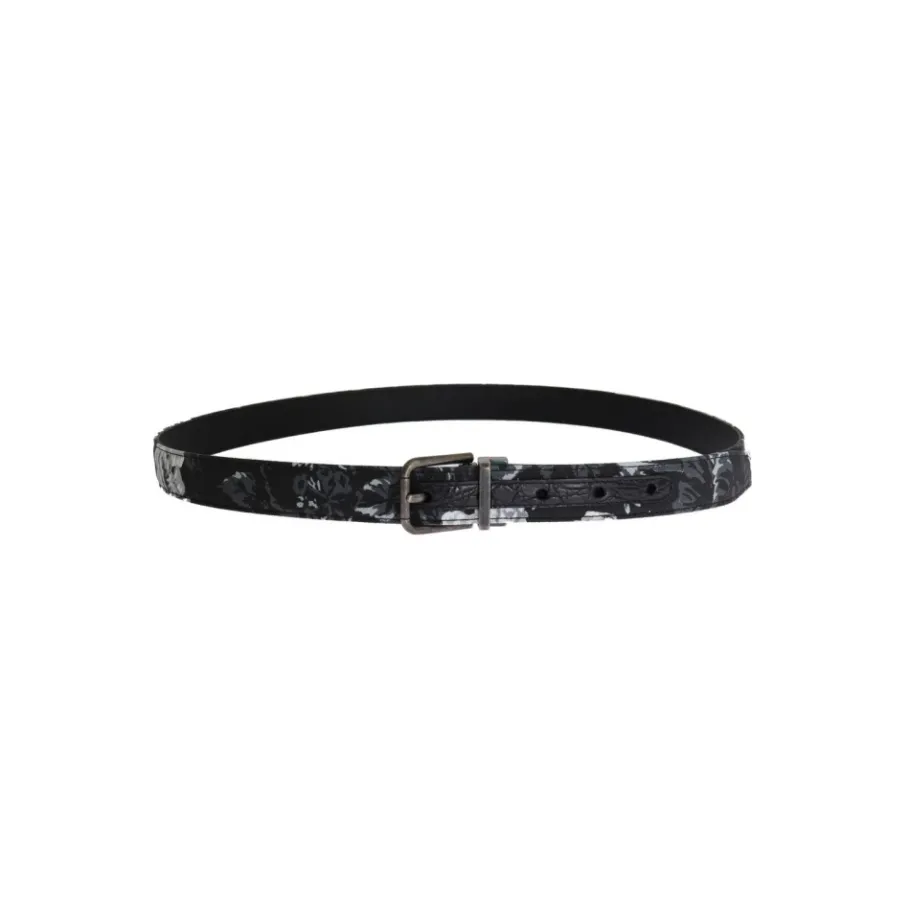 Dolce & Gabbana Bloemen Canvas Riem met Gouden Gesp-Heren Riemen