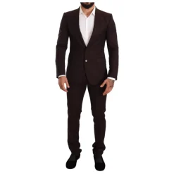 Dolce & Gabbana Bordeaux Gestreept Slim Fit Pak-Heren Kostuums