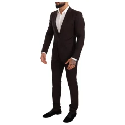 Dolce & Gabbana Bordeaux Gestreept Slim Fit Pak-Heren Kostuums