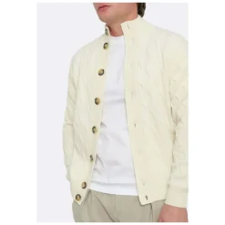 Paolo Fiorillo Capri Bott.Ml Treccia Cardigan-Heren Truien & Vesten