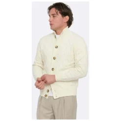 Paolo Fiorillo Capri Bott.Ml Treccia Cardigan-Heren Truien & Vesten