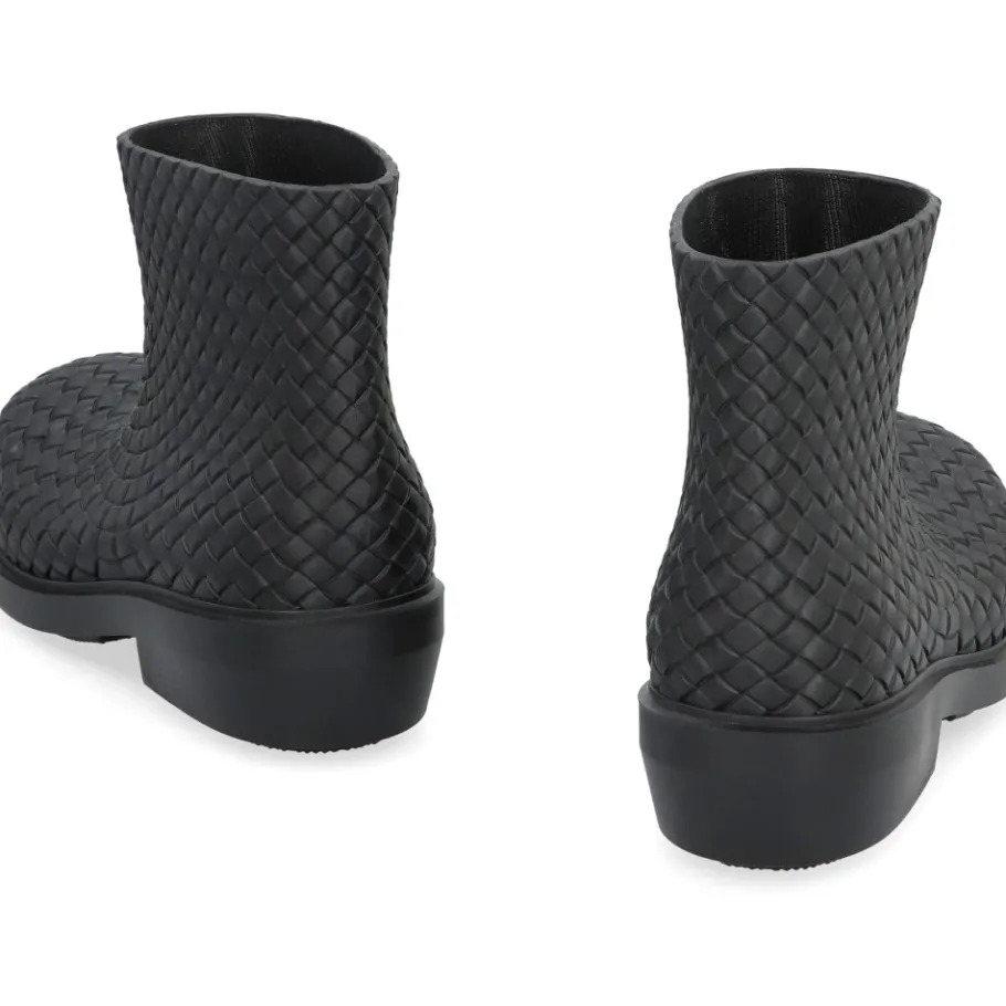 Bottega Veneta Brandweerman Enkellaarzen met Intrecciato Detail-Heren Laarzen