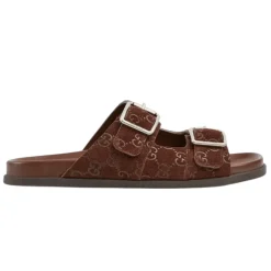Gucci Leren Platte Zool Slides-Heren Slippers