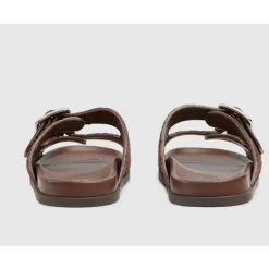 Gucci Leren Platte Zool Slides-Heren Slippers