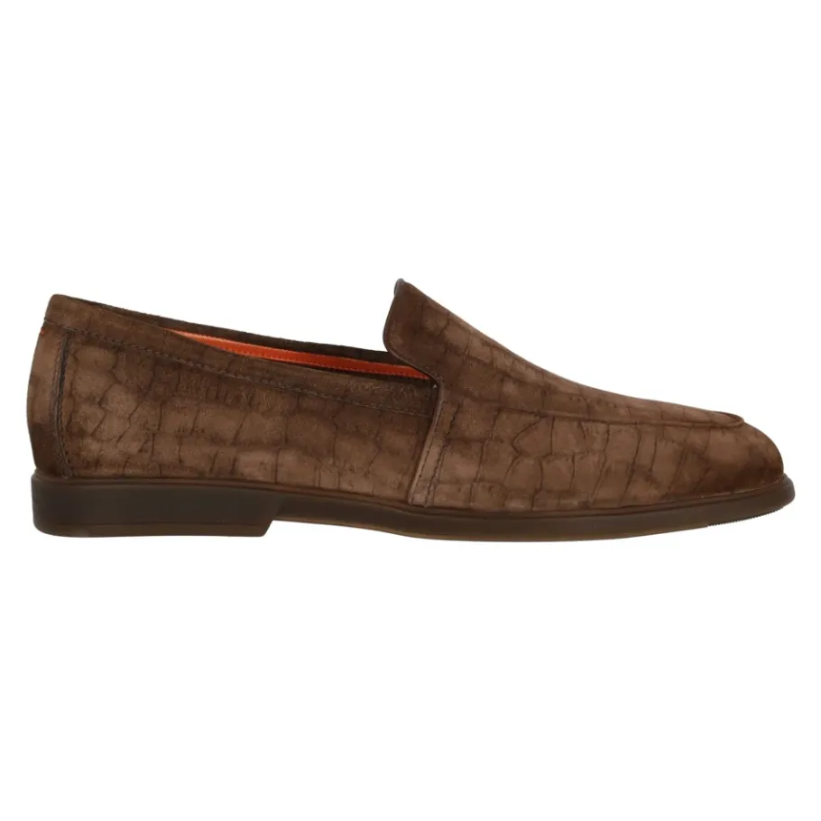 Santoni e Platte Instap Schoenen in Cocco Print-Heren Instappers & Slip Ons