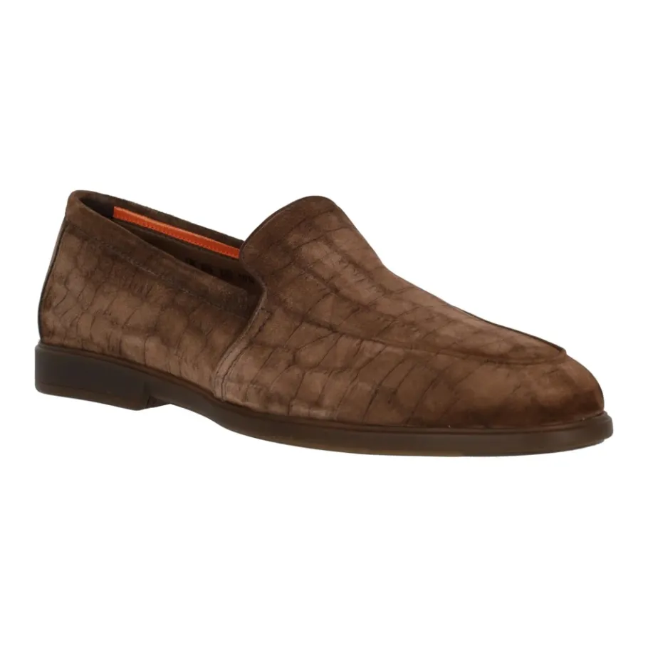Santoni e Platte Instap Schoenen in Cocco Print-Heren Instappers & Slip Ons
