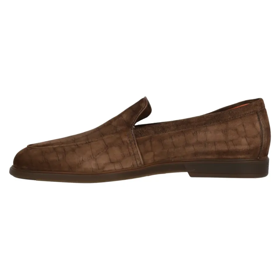 Santoni e Platte Instap Schoenen in Cocco Print-Heren Instappers & Slip Ons