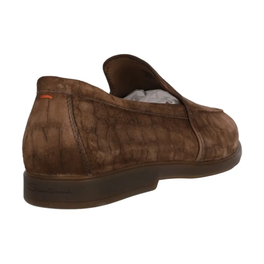Santoni e Platte Instap Schoenen in Cocco Print-Heren Instappers & Slip Ons