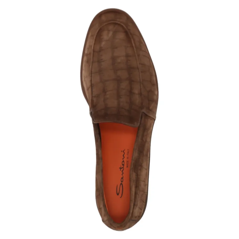 Santoni e Platte Instap Schoenen in Cocco Print-Heren Instappers & Slip Ons