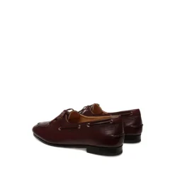 Bally Burgundy Leren Veterschoenen Met Platte Zool-Heren Instappers & Slip Ons