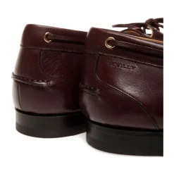 Bally Burgundy Leren Veterschoenen Met Platte Zool-Heren Instappers & Slip Ons
