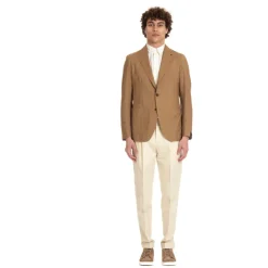 Tagliatore Camel Wol Zijde Slim Fit Jas-Heren Kostuums