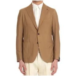 Tagliatore Camel Wol Zijde Slim Fit Jas-Heren Kostuums