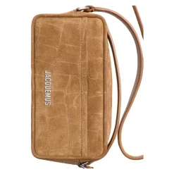 Jacquemus Cameratas In Kameel Krokodil-Geëmbosseerd Suède-Heren Tassen