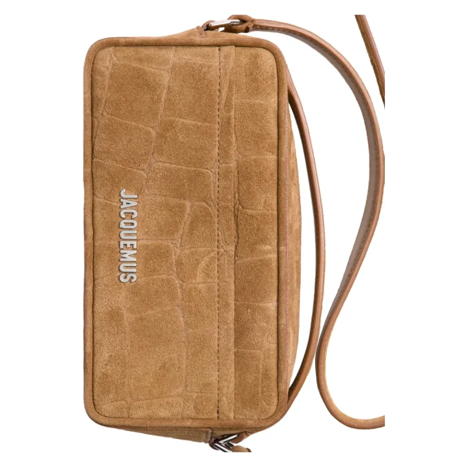 Jacquemus Cameratas In Kameel Krokodil-Geëmbosseerd Suède-Heren Tassen