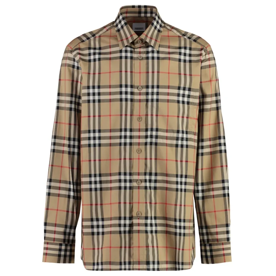 Burberry Check Print Cotton Shirt-Heren Overhemden