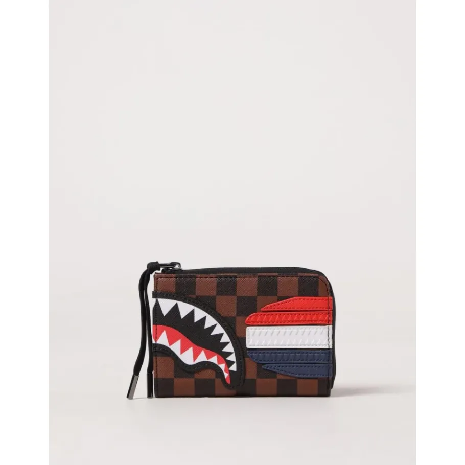 SPRAYGROUND Checkered Shark Zip Wallet-Heren Portefeuilles