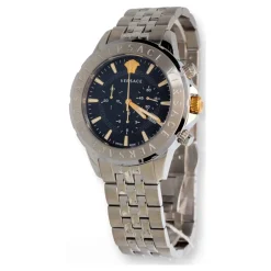 Versace Chronograaf Handtekening Staal Zwart Wijzerplaat Horloge-Heren Horloges